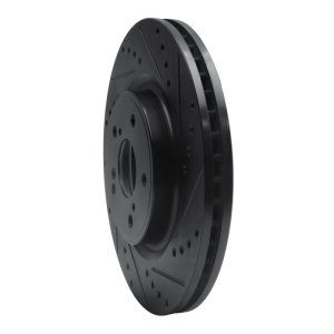 Honda CR-V Brake Rotor (1) - Front Right - R1 Concepts - Drilled & Slotted - Black - `20-`22